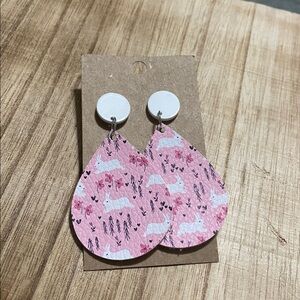 Pink Bunny Print Earrings